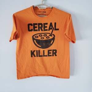 Cereal Killer Graphic Orange T-Shirt Size L